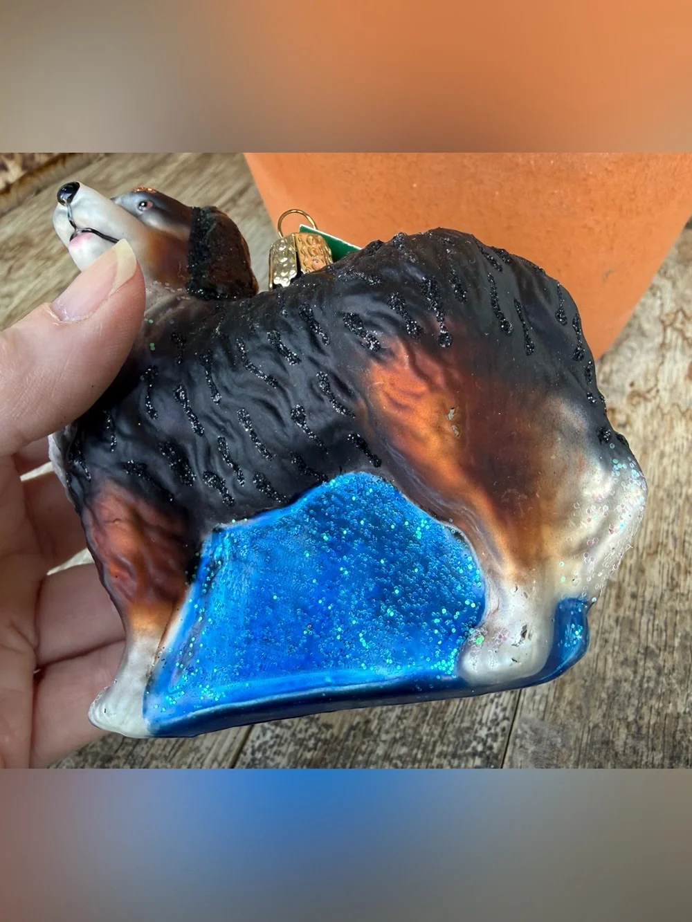 Old World Hand Blown Glass Christmas Ornament Bernese Mountain Dog
